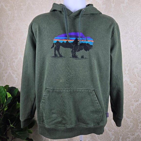 Patagonia Other - Patagonia Size Medium Uprisal Drawstring Hoodie Green Buffalo Kangaroo Pocket
